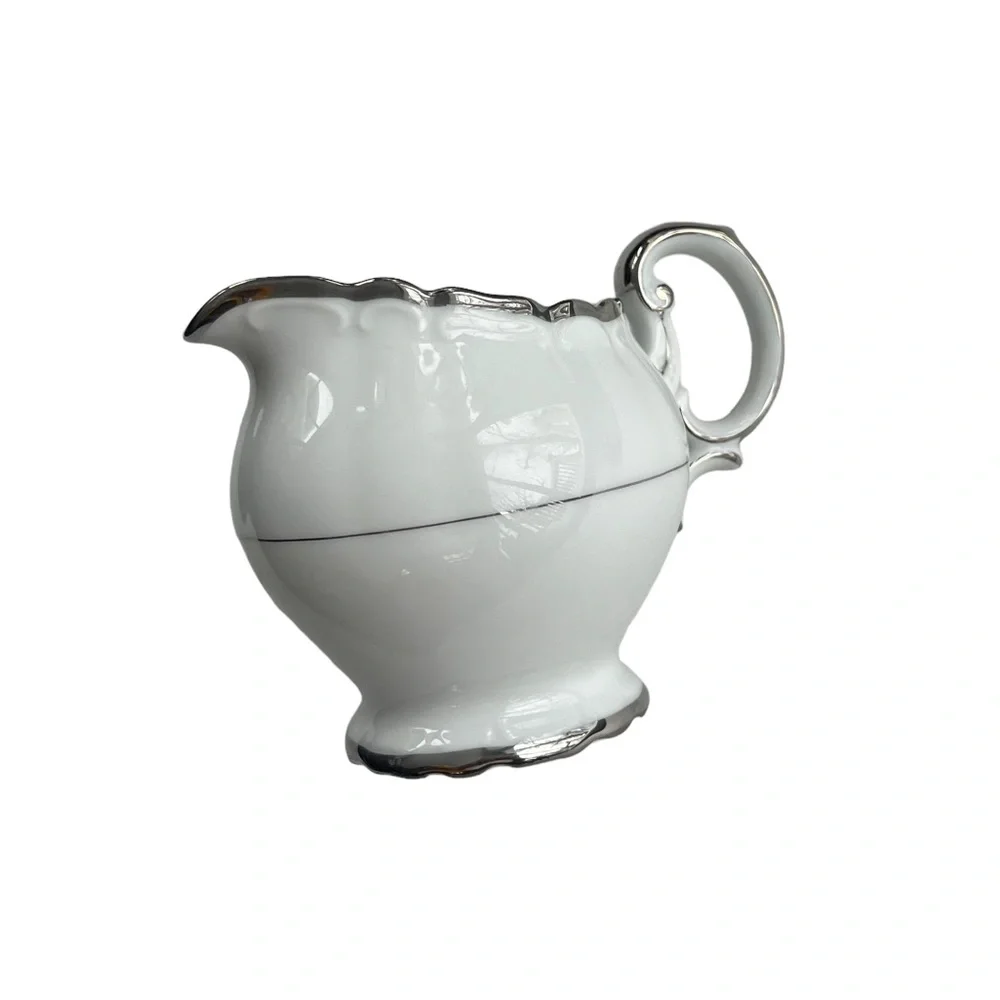 Vintage 1963 Silver Sonata By HARMONY HOUSE FINE CHINA White Silver 8 oz Creamer